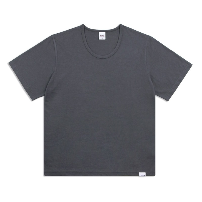 THE.B U-NECK RELAX FIT T-SHIRT [CHARCOAL]